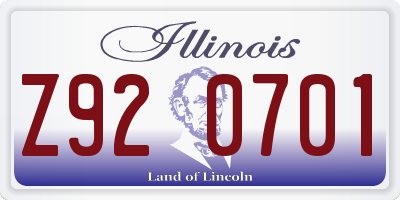 IL license plate Z920701