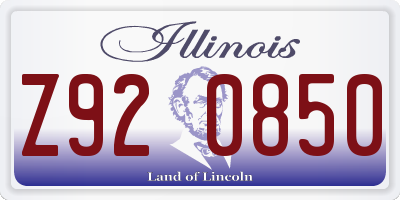 IL license plate Z920850