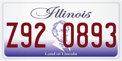 IL license plate Z920893