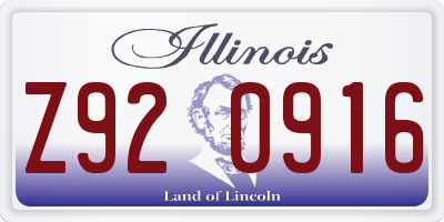 IL license plate Z920916