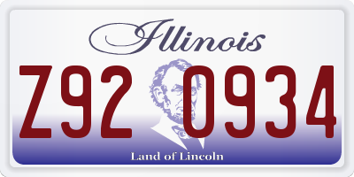 IL license plate Z920934