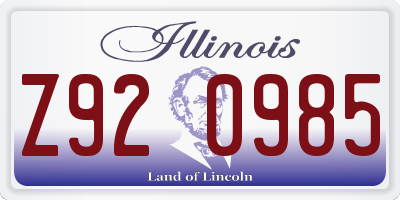 IL license plate Z920985