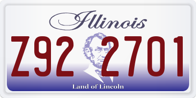 IL license plate Z922701