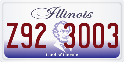 IL license plate Z923003