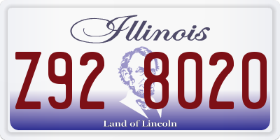 IL license plate Z928020
