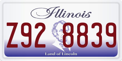 IL license plate Z928839