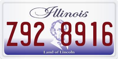 IL license plate Z928916