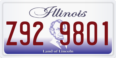 IL license plate Z929801
