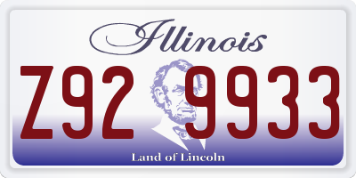 IL license plate Z929933