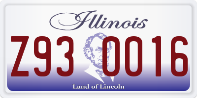 IL license plate Z930016