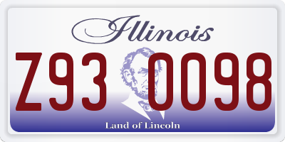 IL license plate Z930098