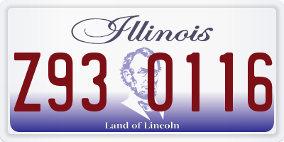 IL license plate Z930116