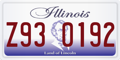IL license plate Z930192