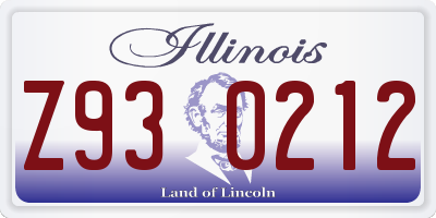 IL license plate Z930212