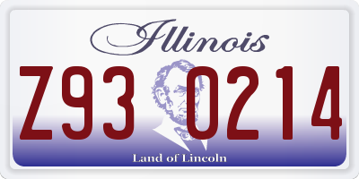 IL license plate Z930214