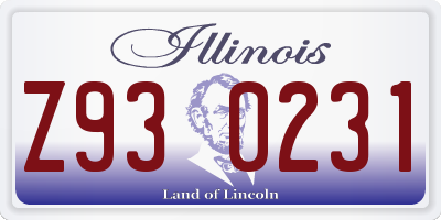IL license plate Z930231