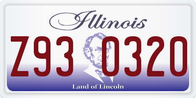 IL license plate Z930320