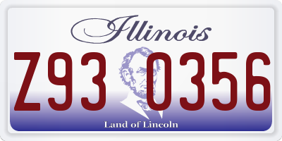 IL license plate Z930356