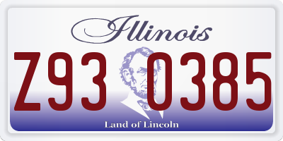 IL license plate Z930385
