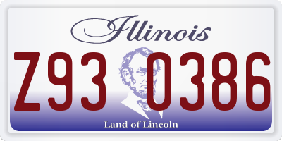 IL license plate Z930386