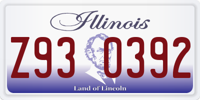IL license plate Z930392