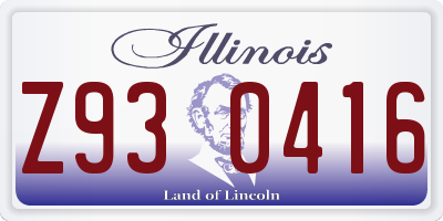 IL license plate Z930416