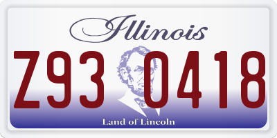 IL license plate Z930418