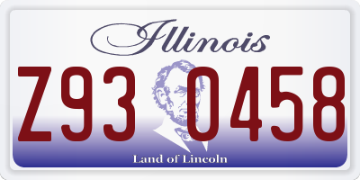 IL license plate Z930458