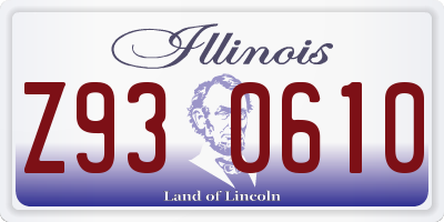 IL license plate Z930610