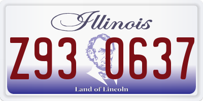 IL license plate Z930637