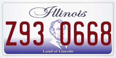 IL license plate Z930668