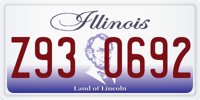 IL license plate Z930692