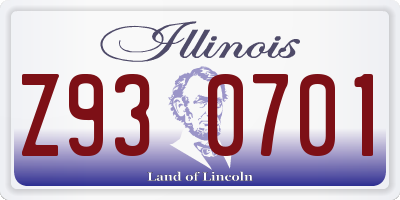 IL license plate Z930701