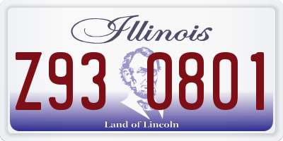 IL license plate Z930801