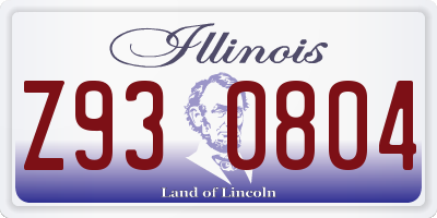 IL license plate Z930804