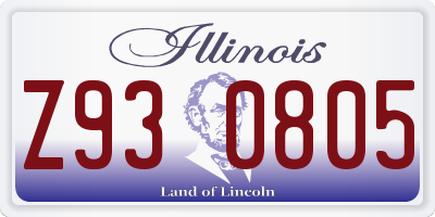 IL license plate Z930805