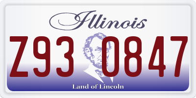 IL license plate Z930847