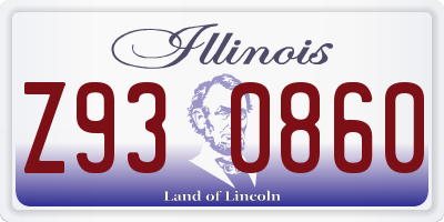 IL license plate Z930860