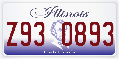 IL license plate Z930893