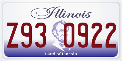 IL license plate Z930922