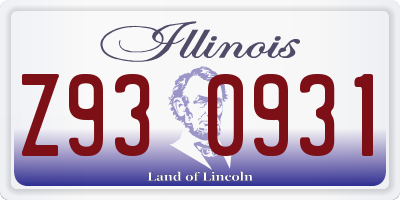 IL license plate Z930931