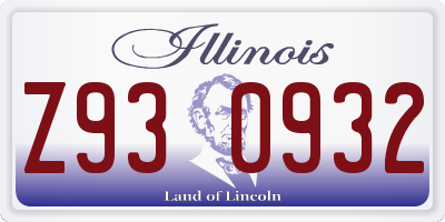 IL license plate Z930932