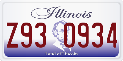 IL license plate Z930934