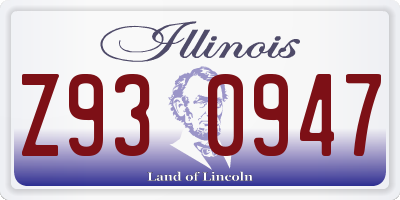 IL license plate Z930947
