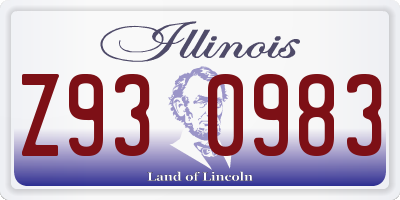 IL license plate Z930983