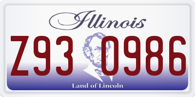 IL license plate Z930986