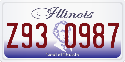 IL license plate Z930987