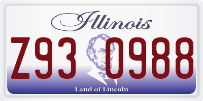 IL license plate Z930988