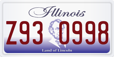 IL license plate Z930998