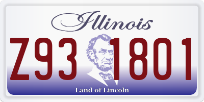 IL license plate Z931801
